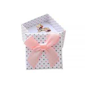 JKBOX Puntíkatá papírová krabička s mašlí na prsten nebo náušnice IK018