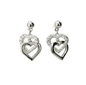 Linda's Jewelry Stříbrné náušnice Visací Shiny Love Double  IN096