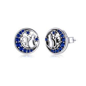 Linda's Jewelry Stříbrné náušnice Pecky Kočka na Měsíci Ag 925/1000 IN177