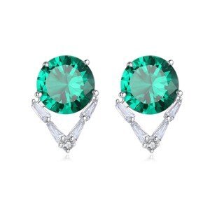 Linda's Jewelry Stříbrné náušnice Green & Crystal Ag 925/1000 IN372