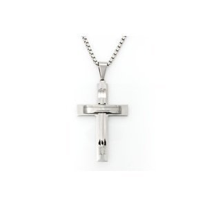 Linda's Jewelry Náhrdelník Kříž Double Cross chirurgická ocel INH016