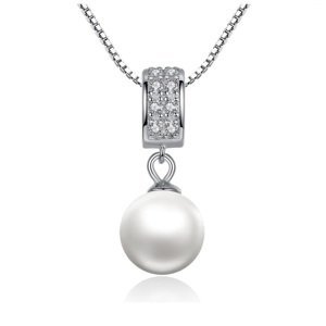 Linda's Jewelry Stříbrný řetízek s přívěskem a zirkony Perla Elegance  INH022