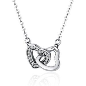 Linda's Jewelry Stříbrný náhrdelník se zirkony Love Double  INH032