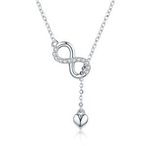 Linda's Jewelry Stříbrný náhrdelník se zirkony Nekonečno  INH035