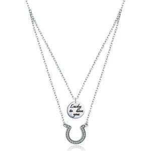 Linda's Jewelry Stříbrný náhrdelník se zirkony Podkova  INH041