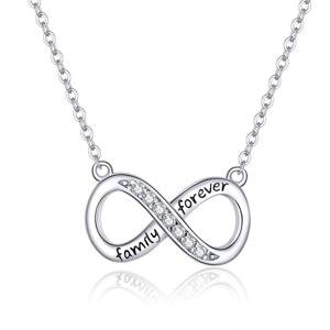 Linda's Jewelry Stříbrný náhrdelník se zirkony Nekonečno Forever Family  INH042