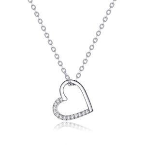 Linda's Jewelry Stříbrný náhrdelník se zirkony Srdce  INH044
