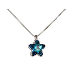 Linda's Jewelry Stříbrný náhrdelník se zirkonem Modrá hvězda  INH048