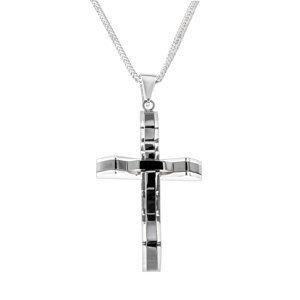 Linda's Jewelry Náhrdelník kříž Black & Steel chirurgická ocel INH063
