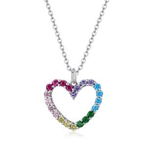 Linda's Jewelry Stříbrný náhrdelník Duhové Srdce Ag 925/1000 INH169