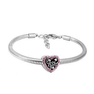 Linda's Jewelry Náramek Pink Crystal Love You chirurgická ocel INR083