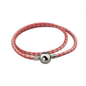 Linda's Jewelry Kožený náramek Dvojitý Růžový Chirurgická ocel INR088 Délka: 18