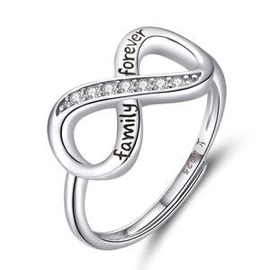 Linda's Jewelry Stříbrný prsten se zirkony Nekonečno Forever Family - Univerzální velikost  IPR052