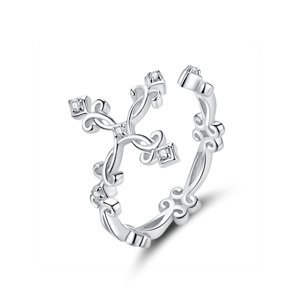 Linda's Jewelry Stříbrný prsten Goticky Kříž a Filigrán Ag 925/1000 IPR085 Velikost: Univerzální