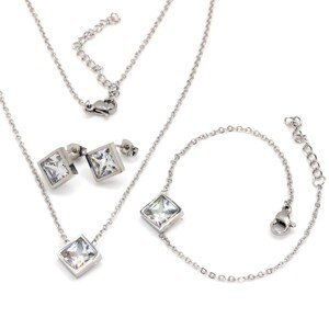Linda's Jewelry Sada šperků Shiny Square chirurgická ocel IS023
