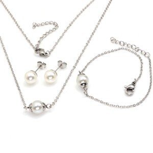 Linda's Jewelry Sada šperků Perlový styl chirurgická ocel IS054