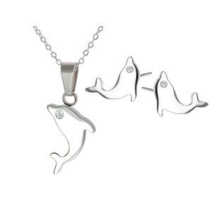 Linda's Jewelry Sada šperků Delfíni chirurgická ocel IS069