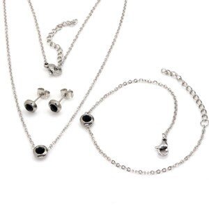 Linda's Jewelry Sada šperků černá Circle chirurgická ocel IS073