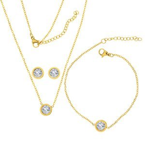 Linda's Jewelry Sada šperků Flat Circle GLD chirurgická ocel IS100