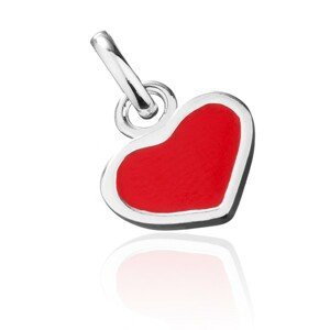 Stříbrný přívěsek 925 - červené srdce se stříbrným okrajem