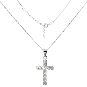 Náhrdelník ze stříbra 925 - křížek se šikmými zářezy