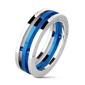 Prsten z oceli - dvoubarevné oddělené prstence - Velikost: 56