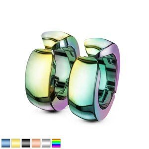 Hladké barevné ocelové náušnice, lesklé klipsové kruhy - Barva: Duhová
