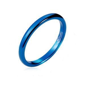 Prsten z tungstenu - hladký modrý kroužek, zaoblený, 2 mm - Velikost: 50