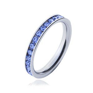 Prsten z chirurgické oceli - světle modré kamínky - Velikost: 65