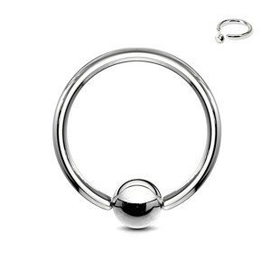 Ocelový piercing - kroužek a kulička stříbrné barvy, tloušťka 1,6 mm - Rozměr: 1,6 mm x 11 mm x 4 mm