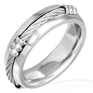 Prsten z oceli s keltským lanem a sníženými okraji - Velikost: 70