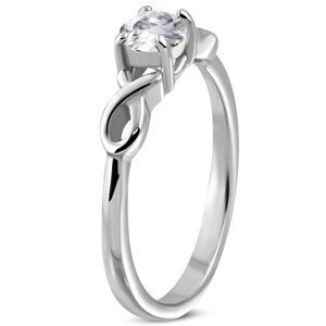 Zásnubní prsten se zirkonem a dvojitou ocelovou stužkou - Velikost: 62