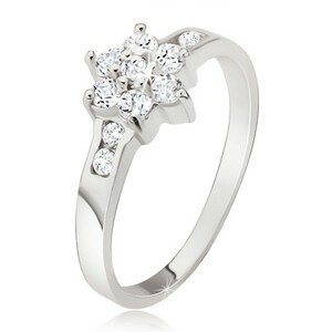 Prsten ze stříbra 925, čirý zirkonový květ - Velikost: 65