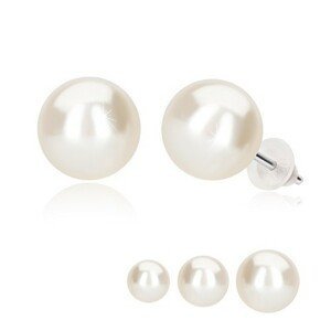 Puzetové náušnice, béžová perla, stříbro 925 - Hlavička: 7 mm