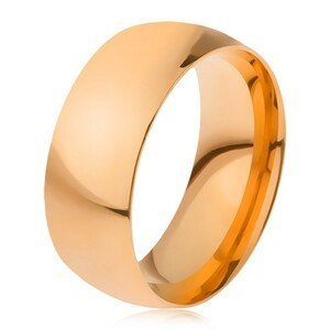 Prsten z oceli 316L zlaté barvy, lesklý hladký povrch, 8 mm - Velikost: 60