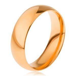 Hladký lesklý prsten z oceli 316L, zlatý odstín, 6 mm - Velikost: 63