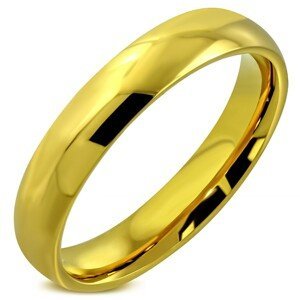 Ocelový prsten s lesklým hladkým povrchem zlaté barvy, 4 mm - Velikost: 52