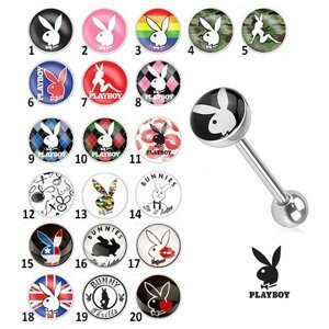 Ocelový piercing do jazyka - různé motivy Playboy - Symbol: PB13
