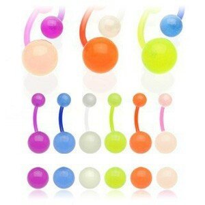 Piercing do pupíku s poloprůsvitnými kuličkami - Barva piercing: Růžová