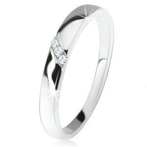 Prsten ze stříbra 925, diagonální pás čirých zirkonů - Velikost: 63