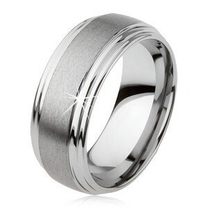 Hladký wolframový prsten, jemně vypouklý, matný povrch, stříbrná barva - Velikost: 54