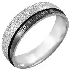 Ocelový prsten s nápisem - You are always in my heart - Velikost: 65
