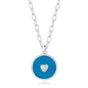 Stříbrný 925 náhrdelník - kulatý obojek, tyrkys, srdce, kulaté zirkony