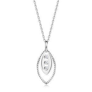 Stříbrný náhrdelník 925 - čiré diamanty, menší a větší zrnko