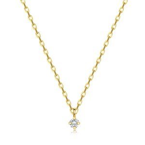 Diamantový náhrdelník ze žlutého zlata 585 - kulatý briliant v kotlíku