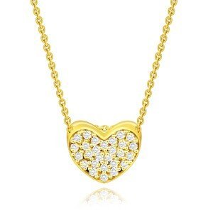 Diamantový náhrdelník ze žlutého zlata 585 - srdce s čirými diamanty