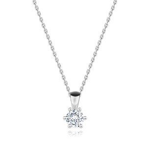 Diamantový náhrdelník z bílého 14karátového zlata - kulatý diamant v balení šesti diamantů