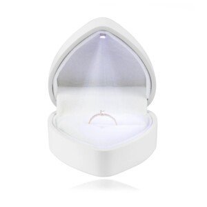 Dárková krabička LED na prstýnky - srdce, lesklá bílá barva