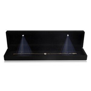 Dárková krabička na náramek s LED světlem - matná černá barva, podlouhlý tvar