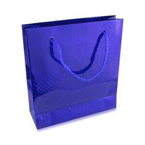 Papírový dárkový sáček - holografický, modrý, lesklý povrch